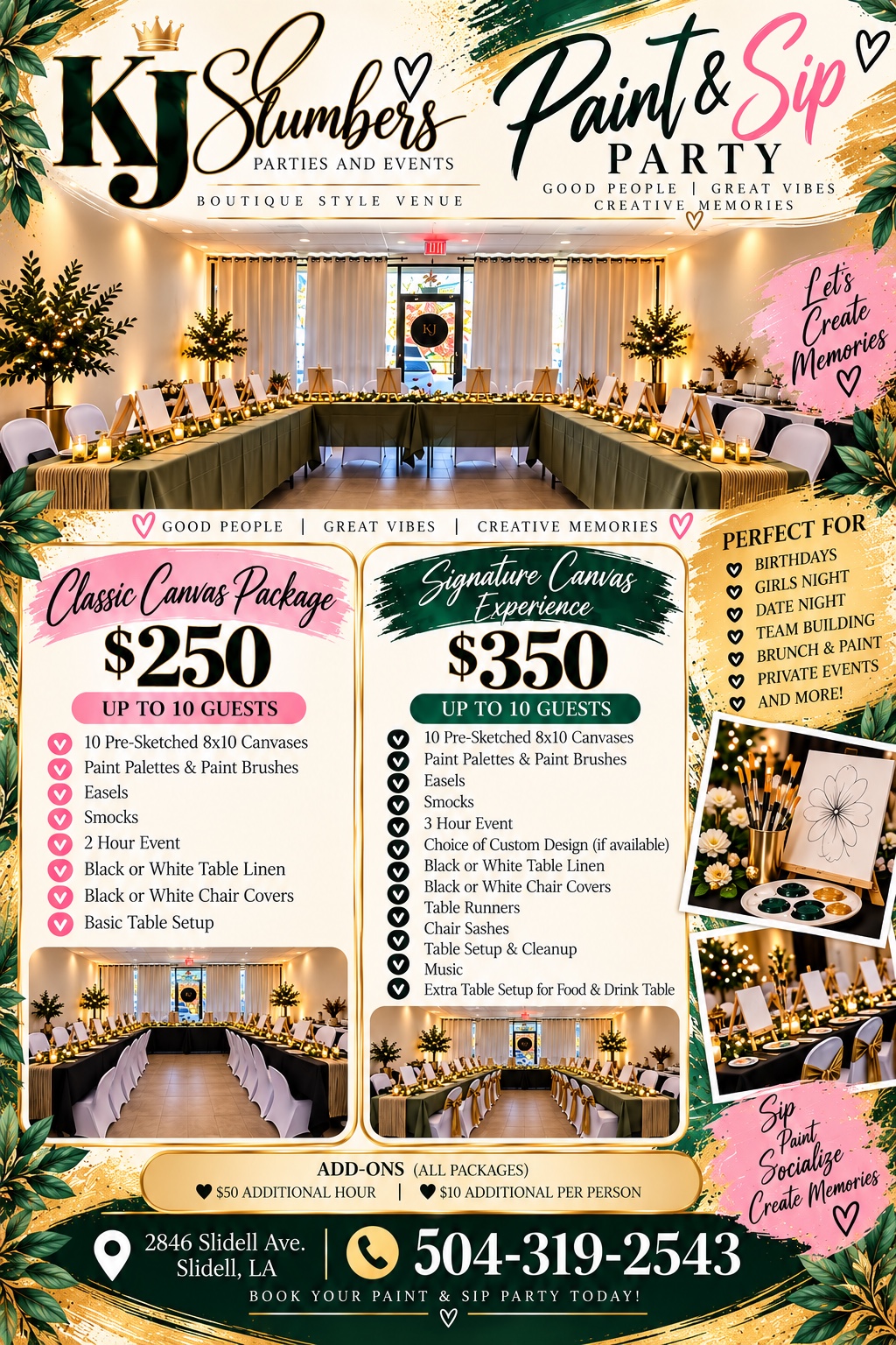 Classic Canvas paint party package flyer